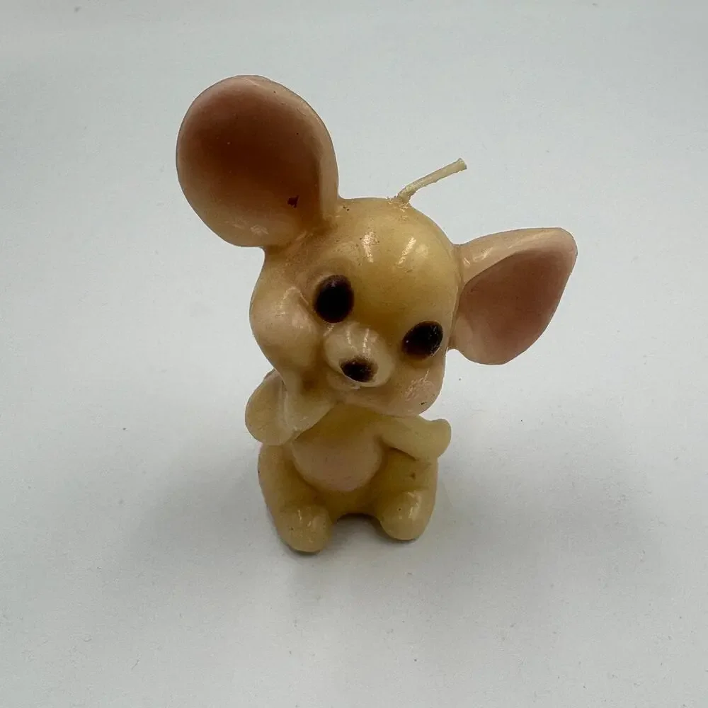 Vintage Russ Berrie Wax Mouse Candle Figurine Mini ADORABLE Country Mice